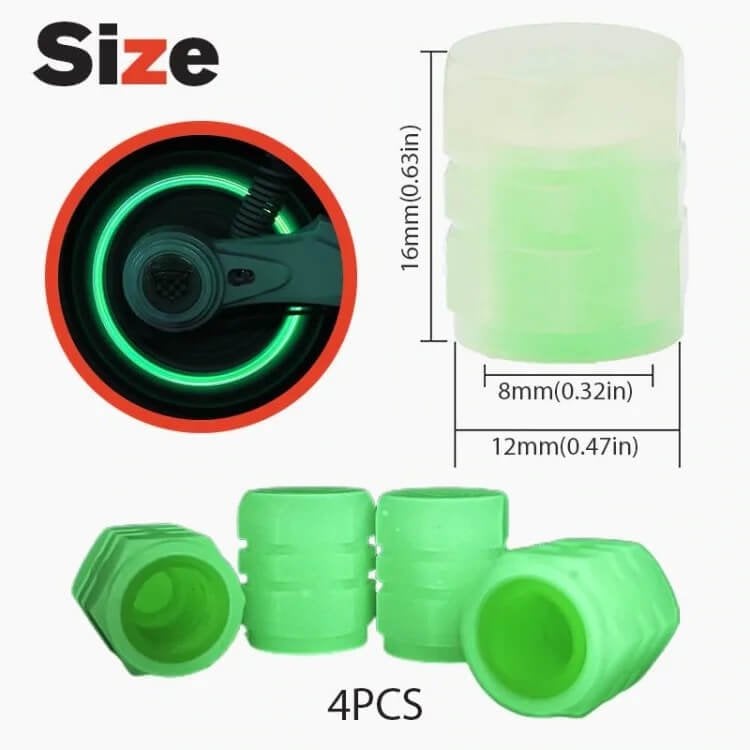 UNIVERSAL FLUORESCENT CAR TIRE VALVE CAPS 4PCS