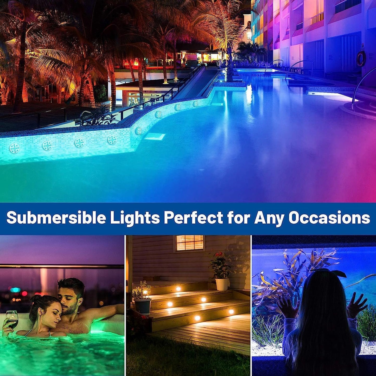 Submersible LED Pool Lights (RF Remote Control )