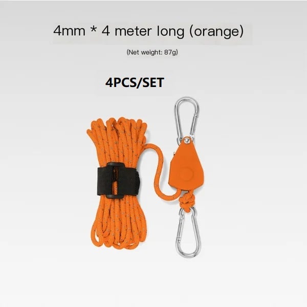 Portable Adjustable Fix Tent High Strength Fast Release Pulley Camping Rope